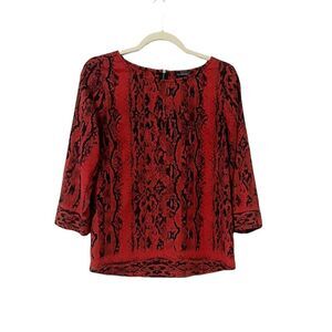 The Limited Red & Black Snake Print 3/4 Sleeve Blouse Size M